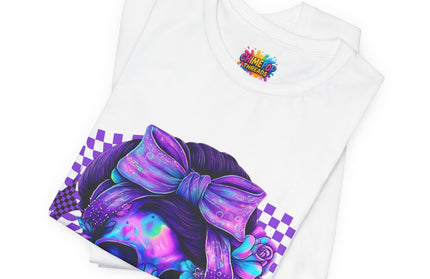 Neon Skull with Bow and Purple Glow Tee