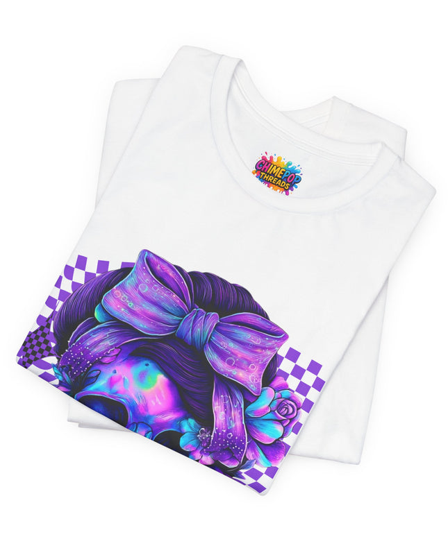 Neon Skull with Bow and Purple Glow Tee
