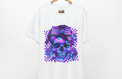 Neon Skull with Bow and Purple Glow Tee