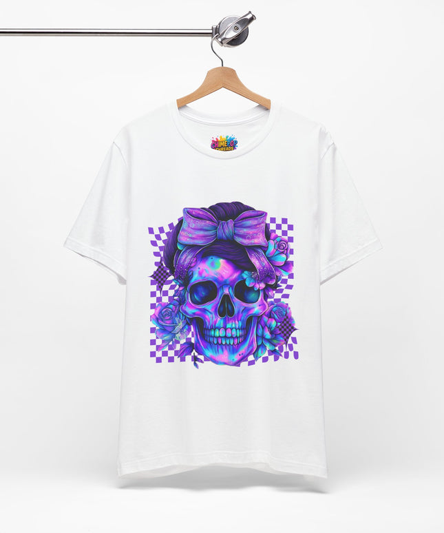 Neon Skull with Bow and Purple Glow Tee