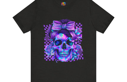 Neon Skull with Bow and Purple Glow Tee
