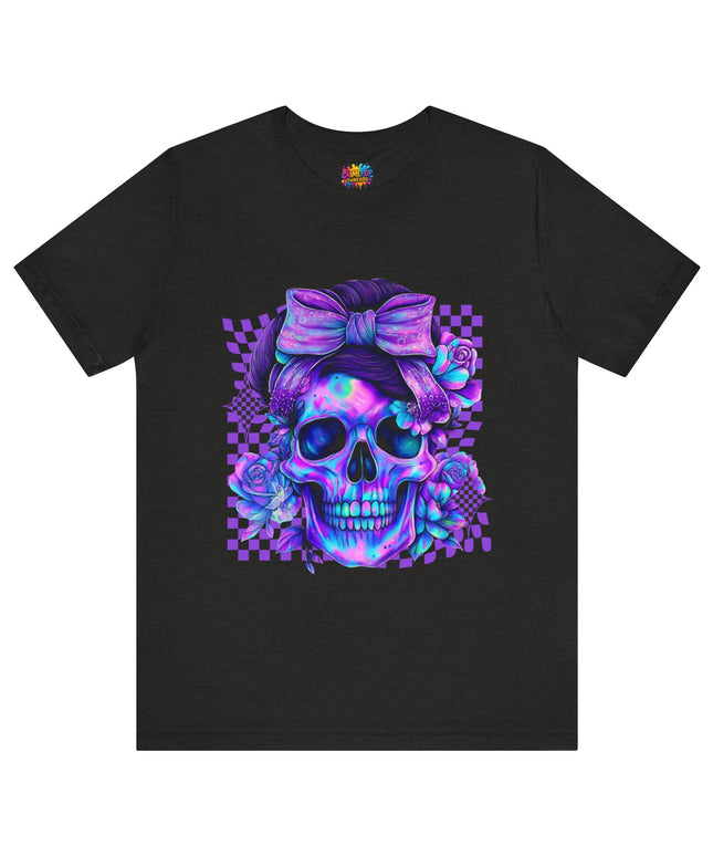 Neon Skull with Bow and Purple Glow Tee
