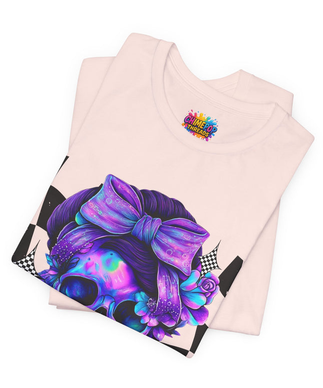 Neon Skull with Purple Florals