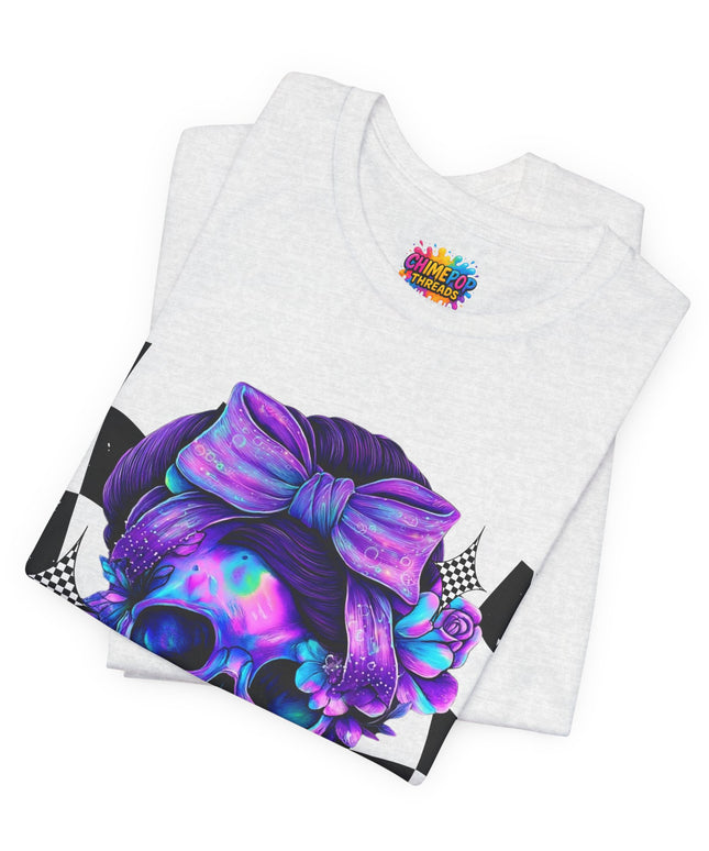 Neon Skull with Purple Florals