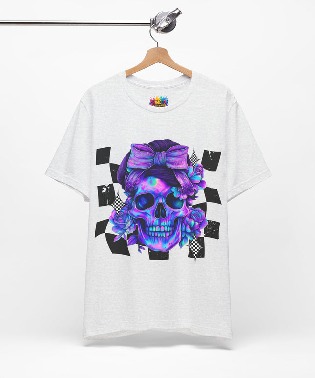 Neon Skull with Purple Florals