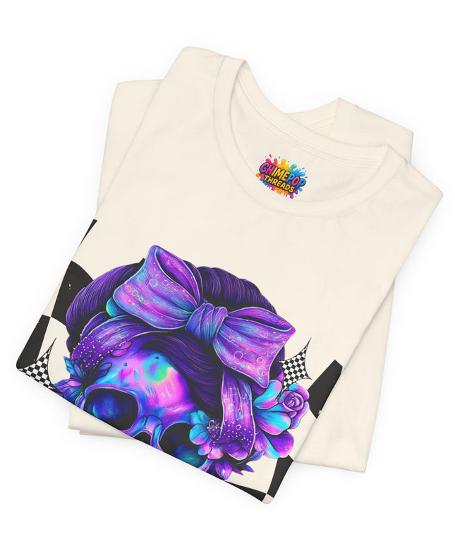 Neon Skull with Purple Florals