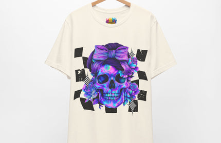 Neon Skull with Purple Florals