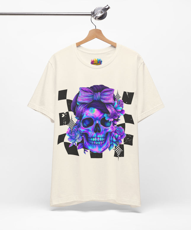 Neon Skull with Purple Florals