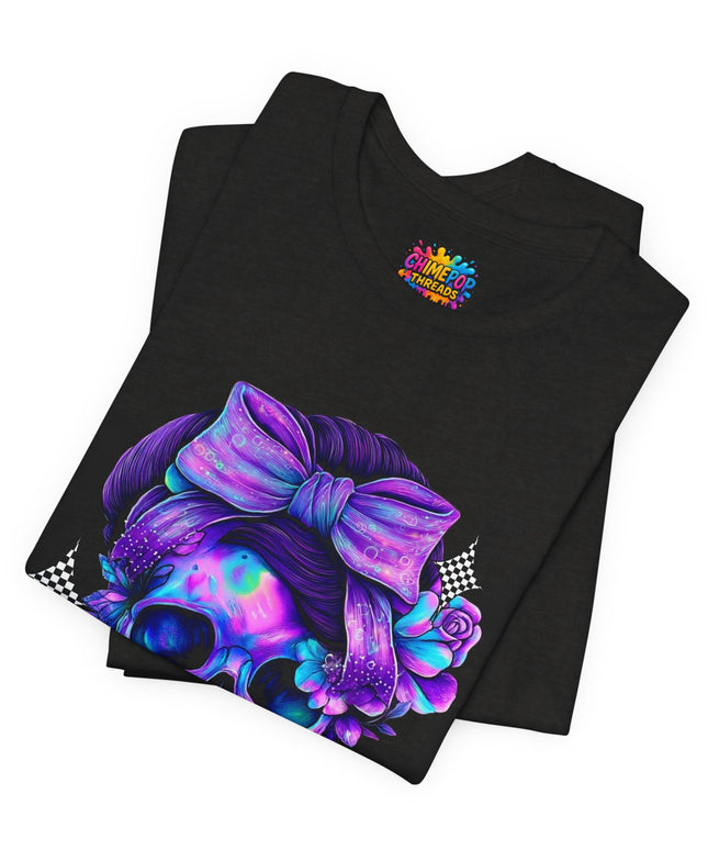 Neon Skull with Purple Florals