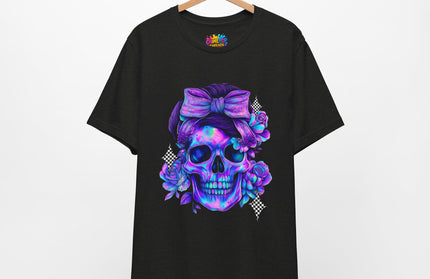 Neon Skull with Purple Florals
