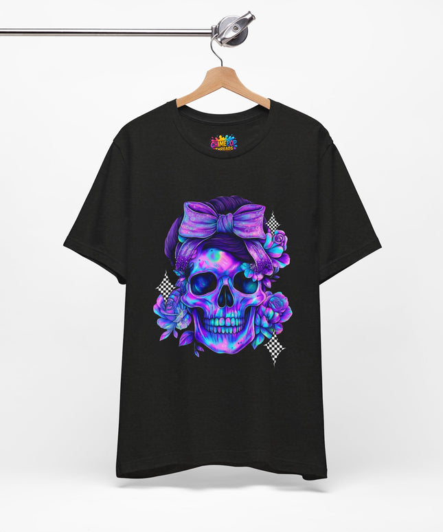 Neon Skull with Purple Florals
