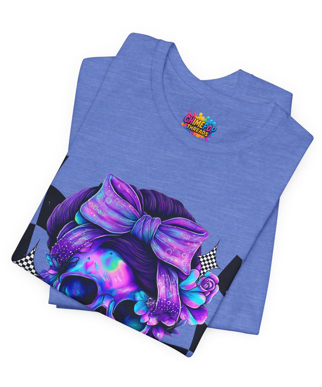 Neon Skull with Purple Florals