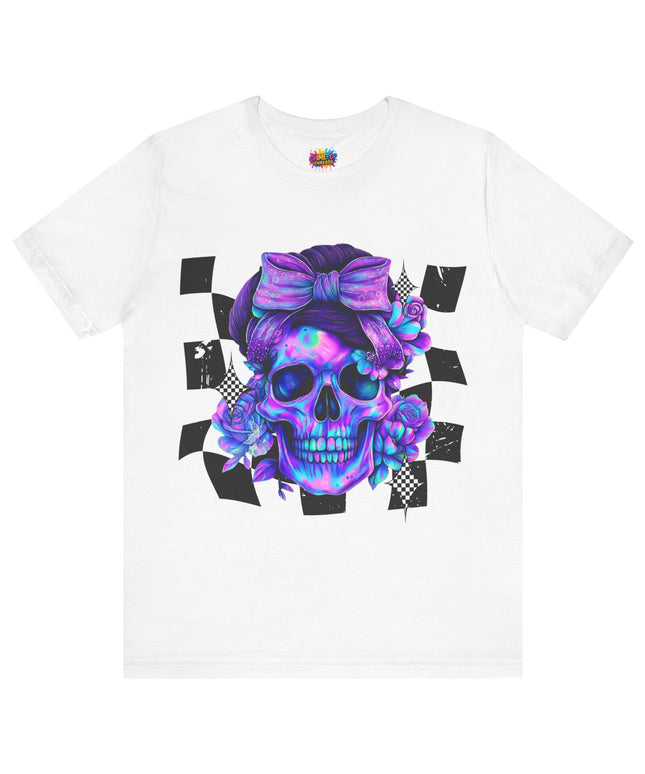 Neon Skull with Purple Florals