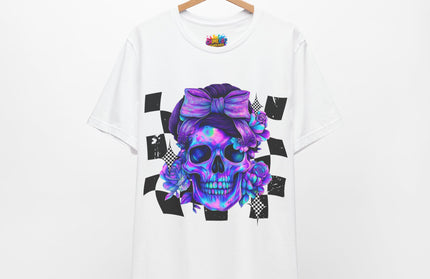 Neon Skull with Purple Florals