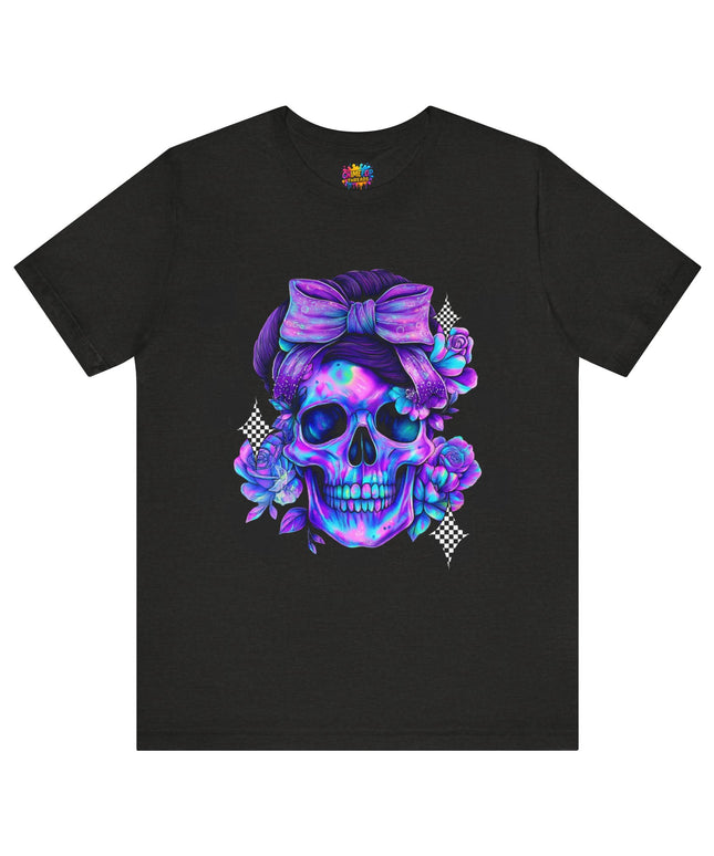 Neon Skull with Purple Florals