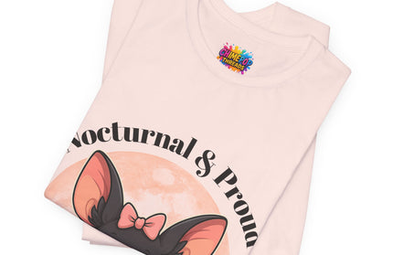 Nocturnal and Proud Cute Kawaii Bat Bow Shirt