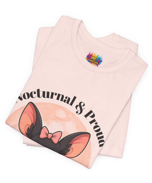 Nocturnal and Proud Cute Kawaii Bat Bow Shirt