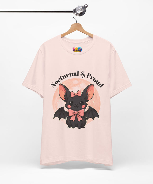 Nocturnal and Proud Cute Kawaii Bat Bow Shirt