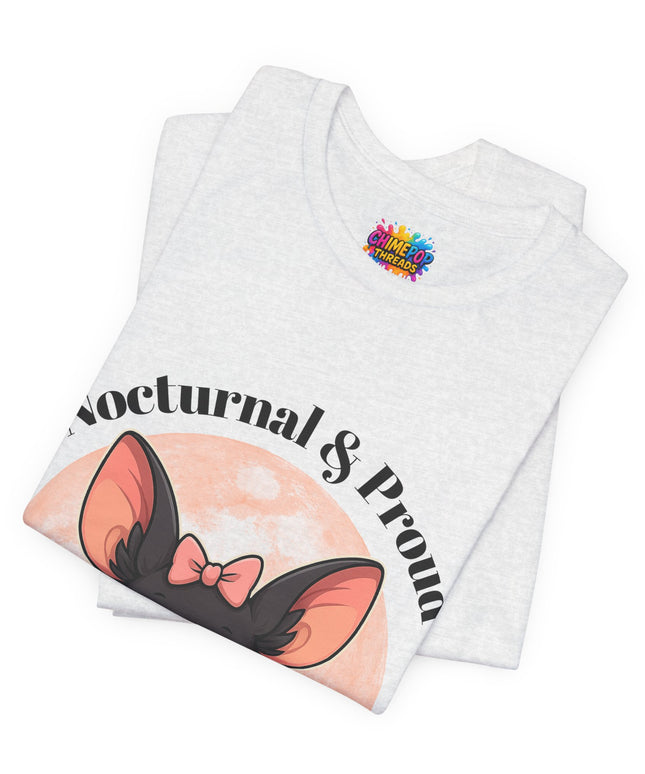 Nocturnal and Proud Cute Kawaii Bat Bow Shirt