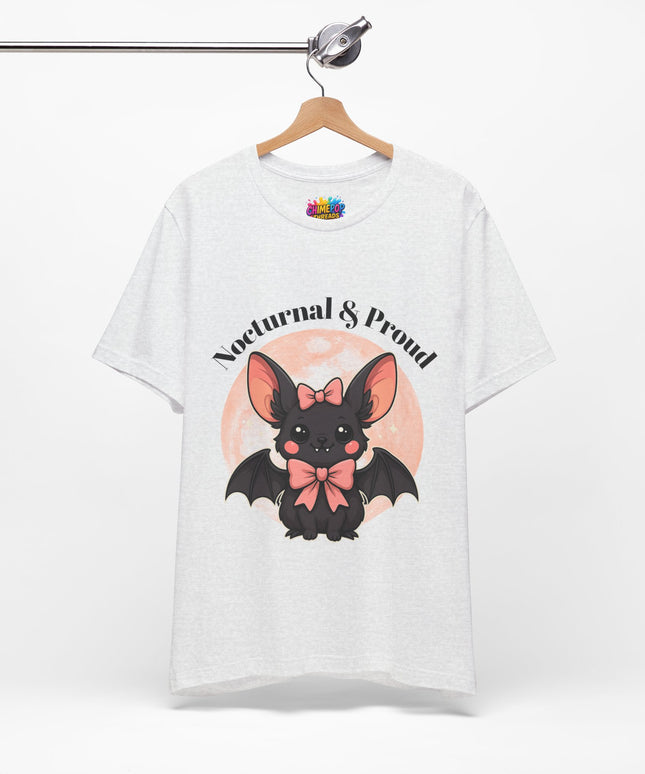 Nocturnal and Proud Cute Kawaii Bat Bow Shirt