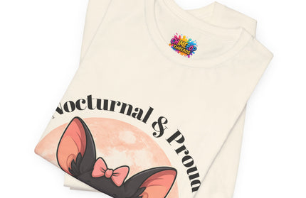Nocturnal and Proud Cute Kawaii Bat Bow Shirt