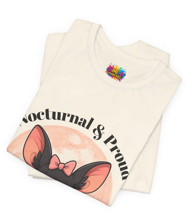Nocturnal and Proud Cute Kawaii Bat Bow Shirt