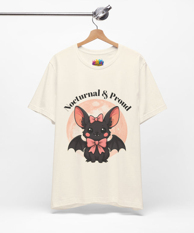Nocturnal and Proud Cute Kawaii Bat Bow Shirt