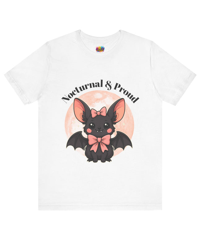 Nocturnal and Proud Cute Kawaii Bat Bow Shirt