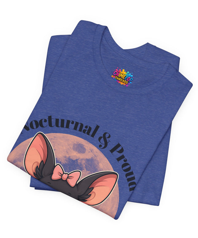 Nocturnal and Proud Cute Kawaii Bat Bow Shirt