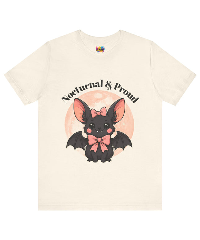Nocturnal and Proud Cute Kawaii Bat Bow Shirt