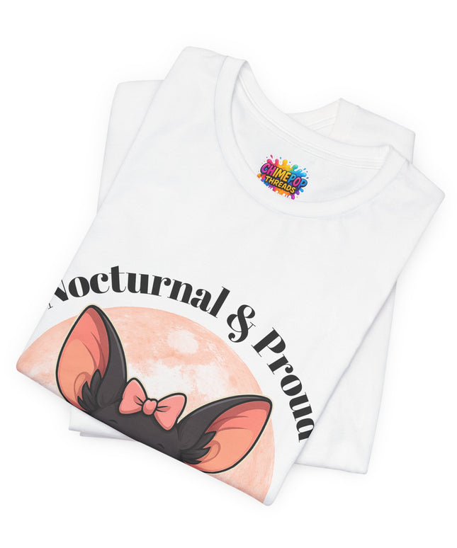 Nocturnal and Proud Cute Kawaii Bat Bow Shirt