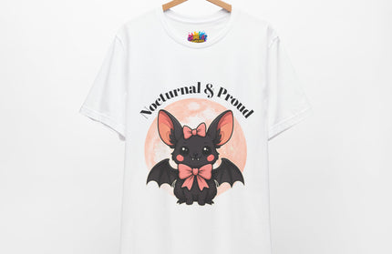 Nocturnal and Proud Cute Kawaii Bat Bow Shirt