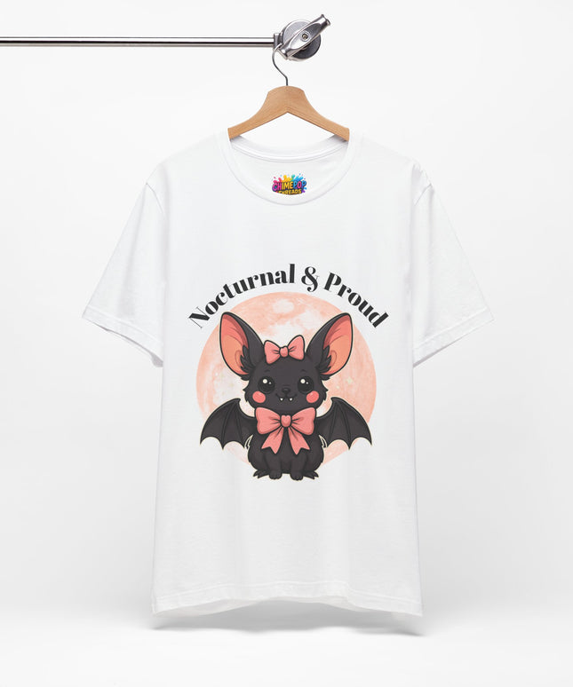 Nocturnal and Proud Cute Kawaii Bat Bow Shirt