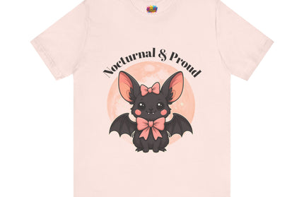 Nocturnal and Proud Cute Kawaii Bat Bow Shirt