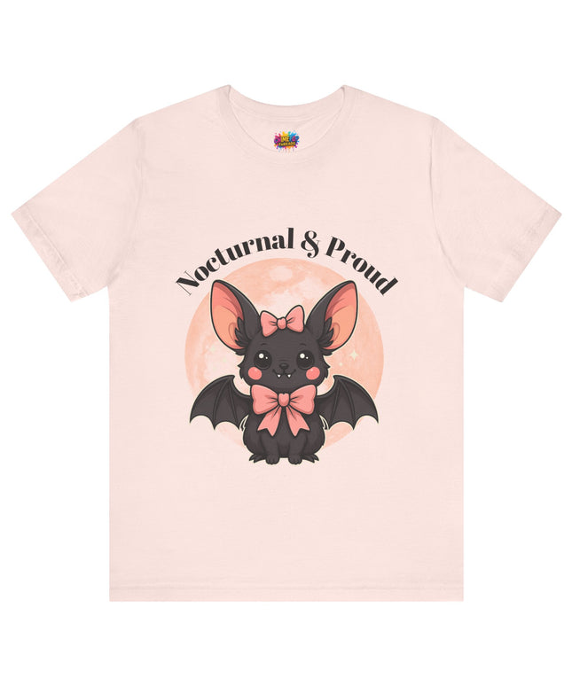 Nocturnal and Proud Cute Kawaii Bat Bow Shirt
