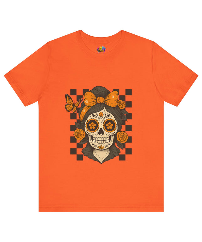Orange Sugar Skull Girl Shirt