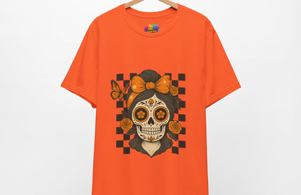 Orange Sugar Skull Girl Shirt