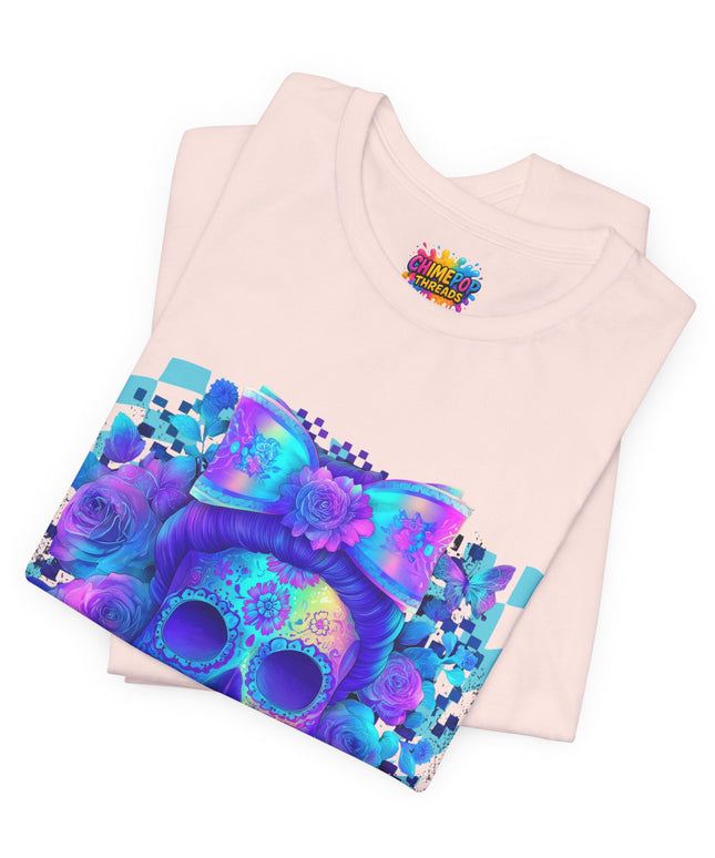 Psychedelic Skull Art with Butterflies and Roses Tee