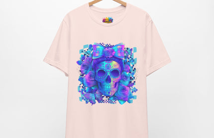 Psychedelic Skull Art with Butterflies and Roses Tee