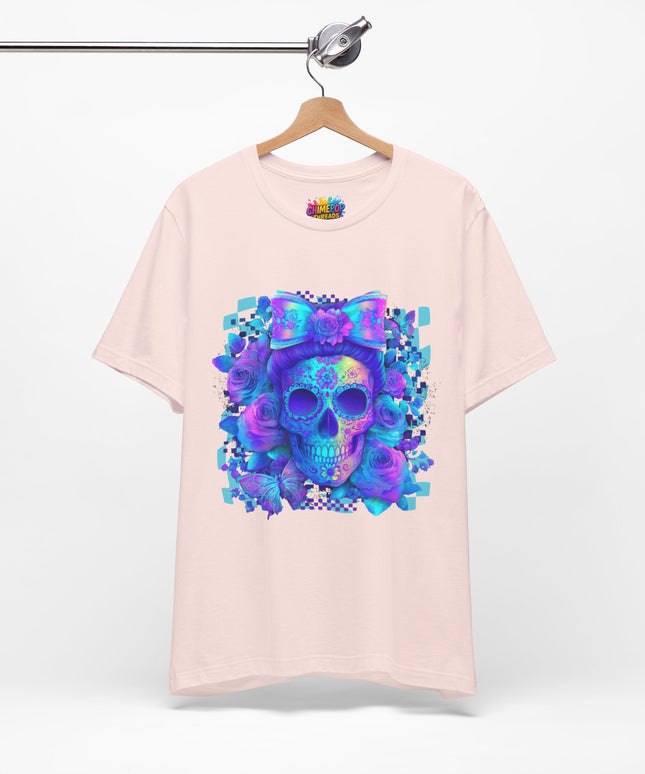 Psychedelic Skull Art with Butterflies and Roses Tee