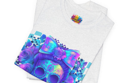 Psychedelic Skull Art with Butterflies and Roses Tee