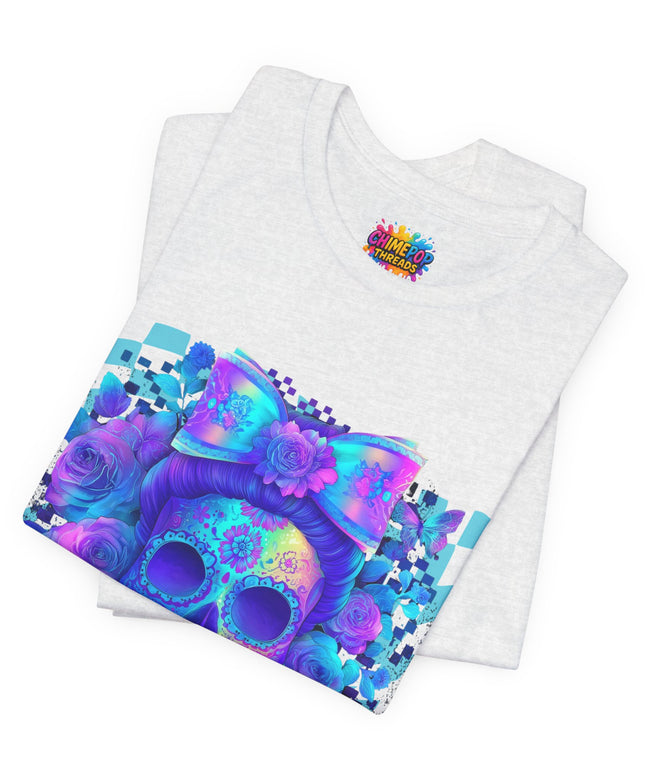 Psychedelic Skull Art with Butterflies and Roses Tee