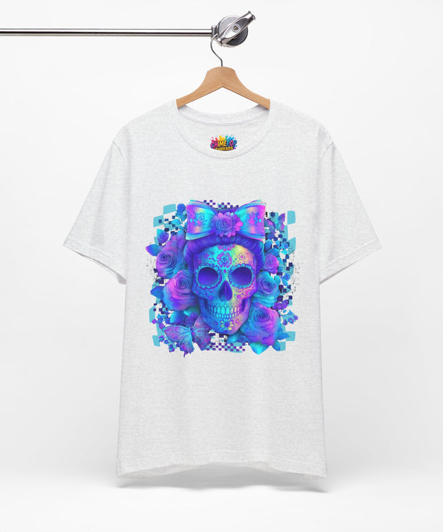 Psychedelic Skull Art with Butterflies and Roses Tee