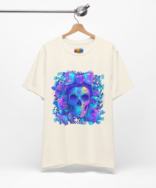 Psychedelic Skull Art with Butterflies and Roses Tee