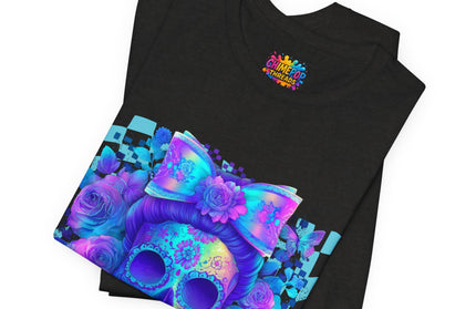 Psychedelic Skull Art with Butterflies and Roses Tee
