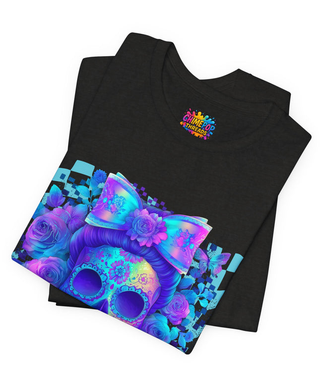Psychedelic Skull Art with Butterflies and Roses Tee