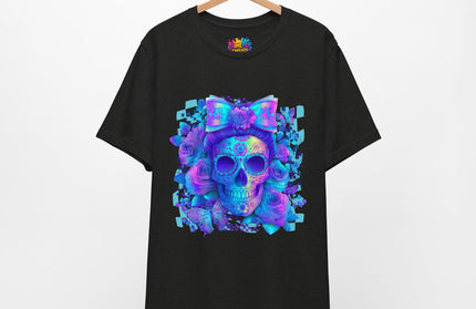 Psychedelic Skull Art with Butterflies and Roses Tee