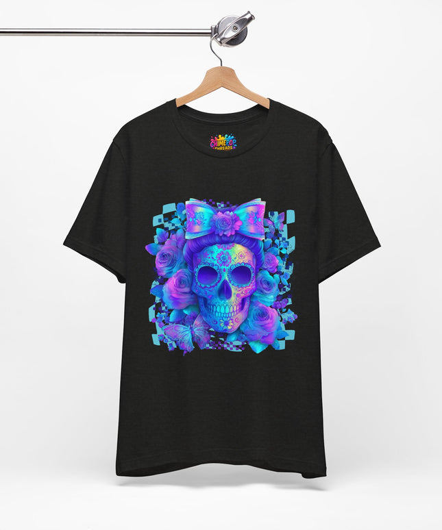 Psychedelic Skull Art with Butterflies and Roses Tee