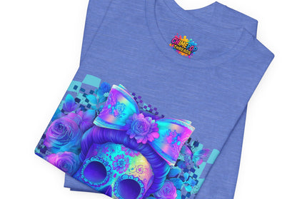 Psychedelic Skull Art with Butterflies and Roses Tee