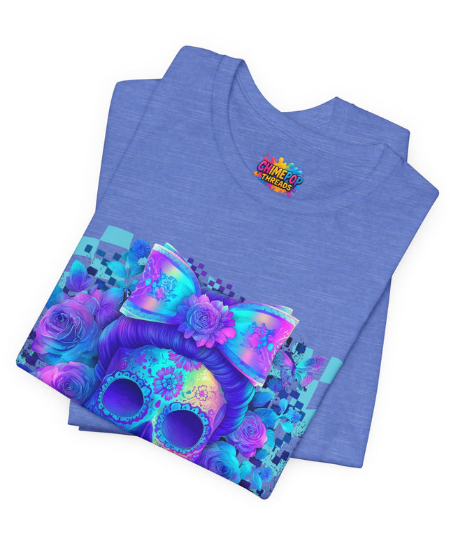 Psychedelic Skull Art with Butterflies and Roses Tee